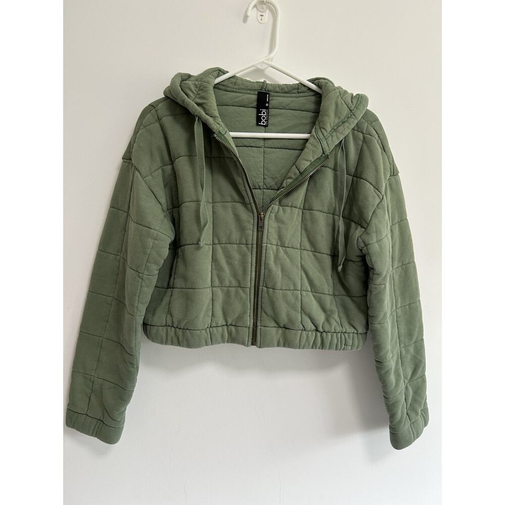 Bobi‎ LA Quilted Cropped Jacket with Hood Green Women’s Size XS Womens Athletic